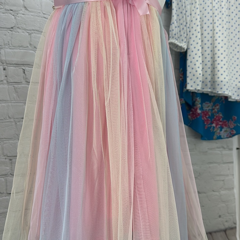 Emily Rose Girls size 8 Sunday best Pastel Rainbow HiLo unicorn cotton candy clr - Picture 5 of 9